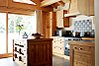 Kitchen with glass doors to deck