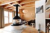 Log burner & glass doors onto terrace with great views